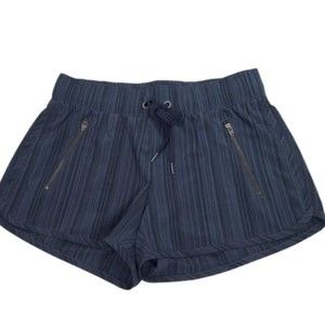 Athleta Shorts Zip Pockets Stretch Drawstring Women's Size S small Striped Blue